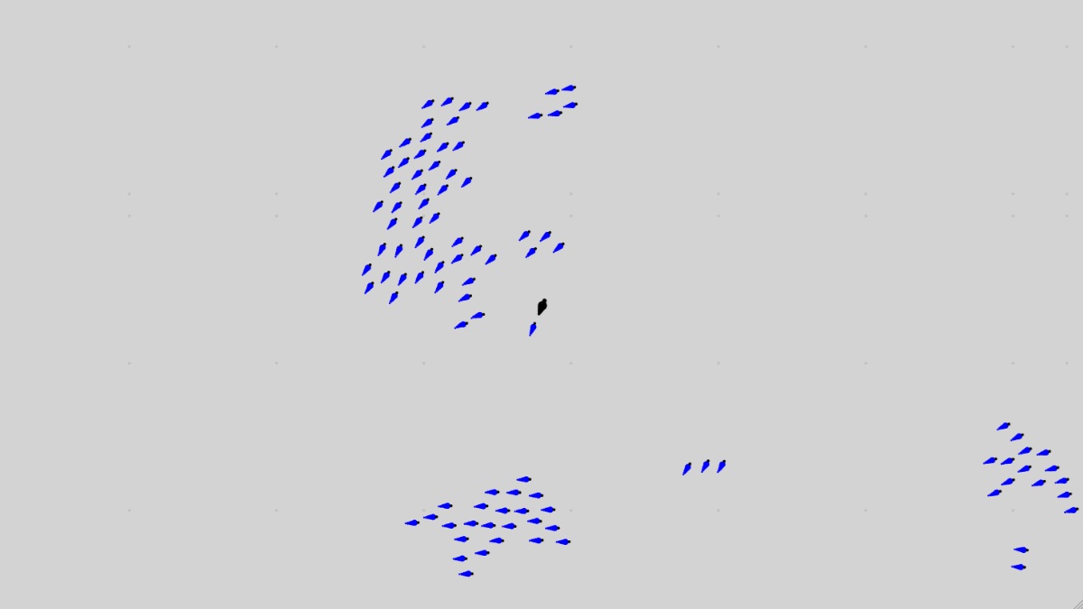 An image preview of the Boids project, showing a flock of birds flying around the screen.